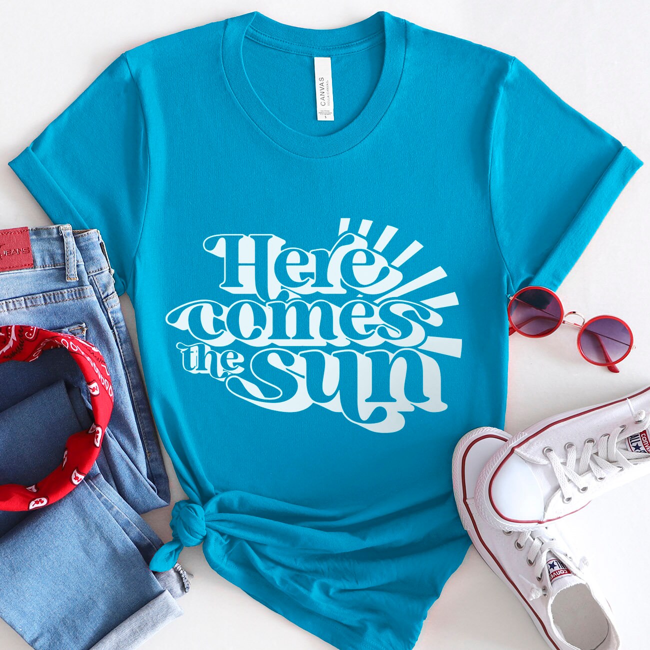 T-shirt Here Comes the Sun, T-shirt Beach Life, T-shirt de plage, T-shirts d'été, T-shirts de plage, T-shirt de vacances, T-shirt de vacances