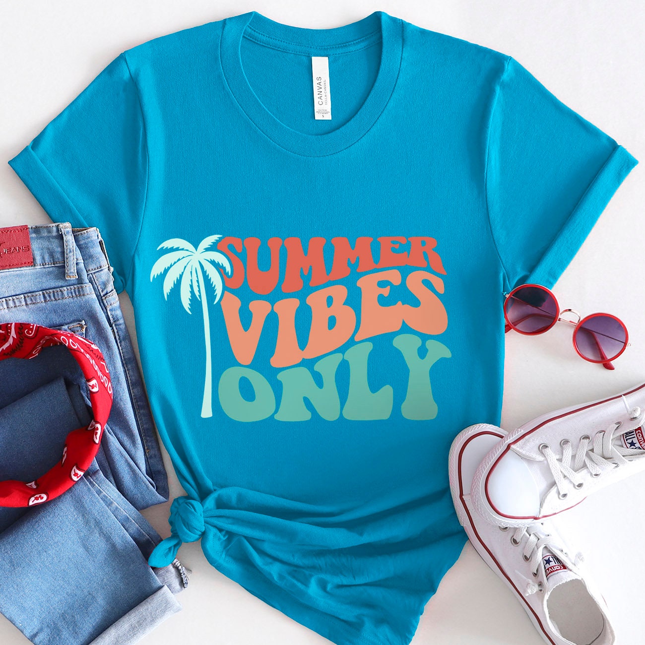 Summer Vibes Only Shirt, Retro Shirts, Summer T-shirt, Summer Shirts, Beach Shirts for Women, Vacation Shirt