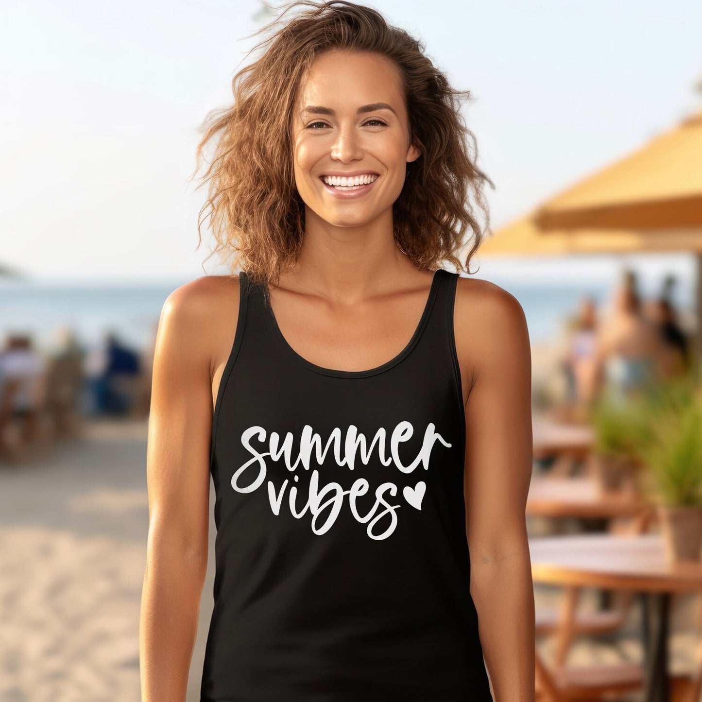 Summer Vibes Tank Top, Summer Tee for Women, Summer Shirts, Beach Tanks for Women, Vacation Shirt, Beach Shirts