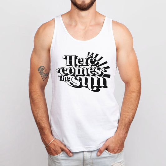 Here Comes the Sun Tank Top, Beach Muscle Tank, Beach Top, Summer Shirts, Beach Shirts, Vacation Shirt, Holiday Shirt