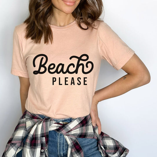 T-shirt Beach Please, chemises d'été pour femmes, chemises de plage pour femmes, chemise de vacances, chemise soleil et plage, chemise de plage pour femmes