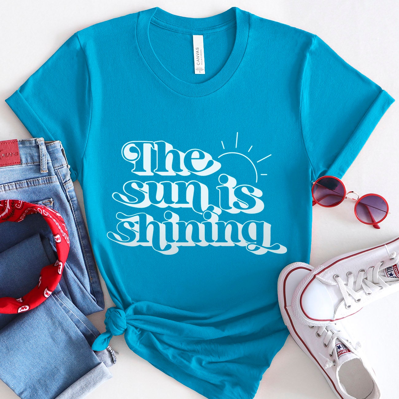 The Sun is Shining Shirt, Summer Shirt, Beach Shirts For Women, Vacation Shirt, Retro Style Shirt, Gift Summer Shirts