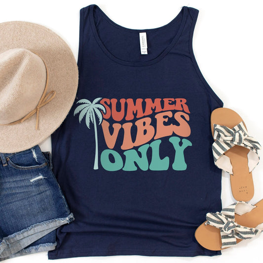 T-shirt Summer Vibes Only, chemises rétro, débardeur pour l'été, débardeur pour femme, débardeur pour homme, chemises de plage, chemise de vacances