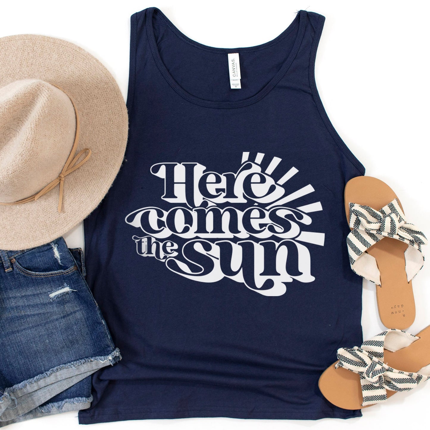 Here Comes the Sun Tank Top, Beach Muscle Tank, Beach Top, Summer Shirts, Beach Shirts, Vacation Shirt, Holiday Shirt