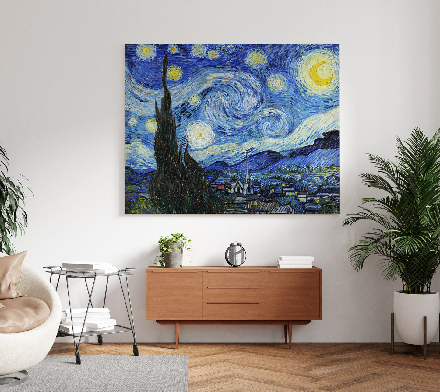 Vincent Van Gogh The Starry Night Stretched Reproduction Canvas Wall Art, Van Gogh Art Canvas Print, Modern Art Canvas Painting Room Decor