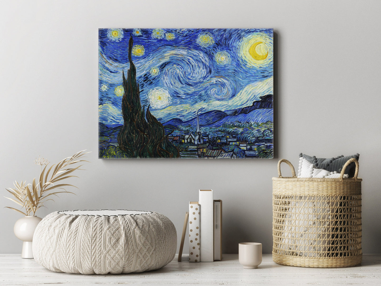 Reproduction sur toile tendue de Vincent Van Gogh La nuit étoilée, impression sur toile d'art Van Gogh, peinture sur toile d'art moderne, décoration de chambre