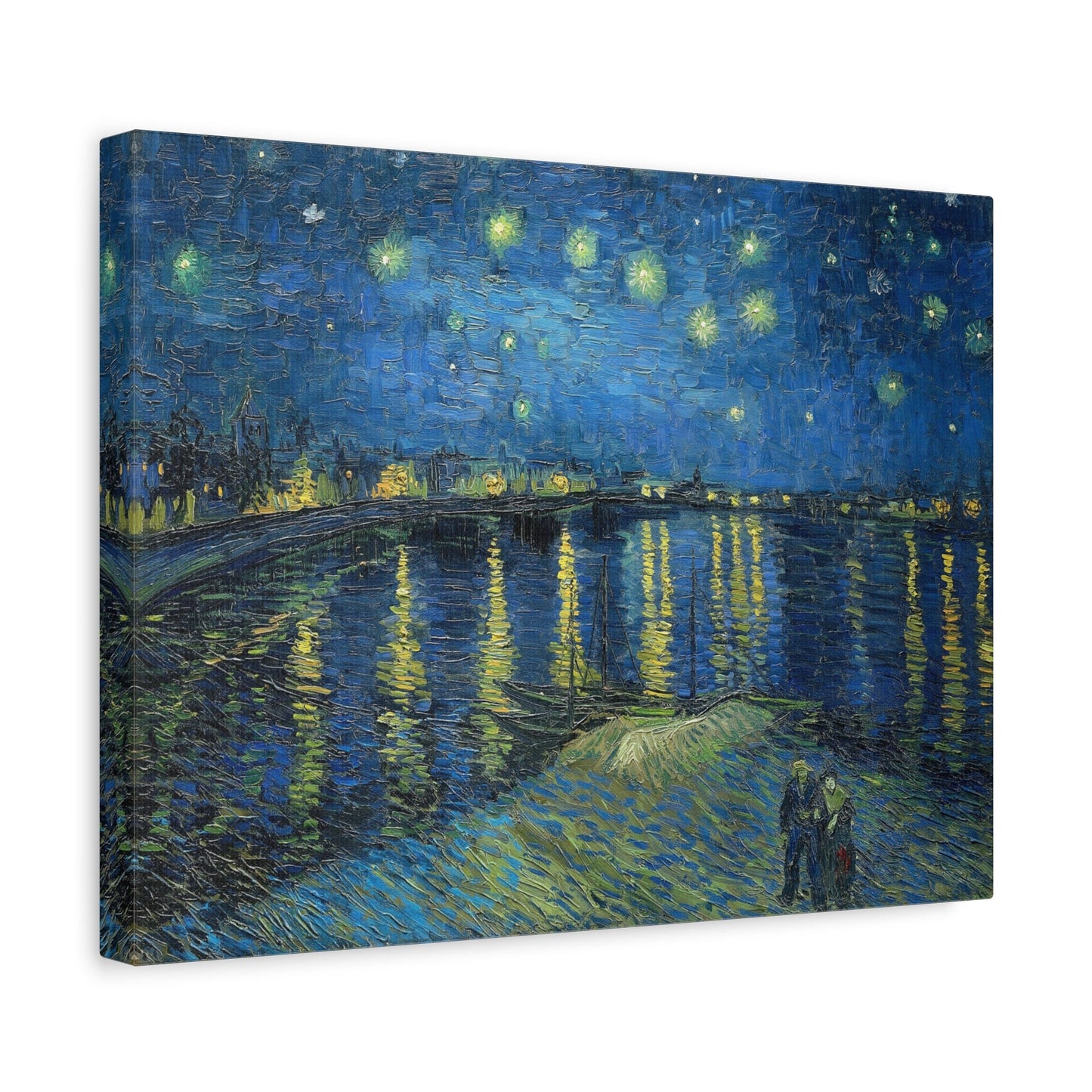 Reproduction sur toile tendue de Vincent van Gogh, Nuit étoilée sur le Rhône, Art mural post-impressionniste