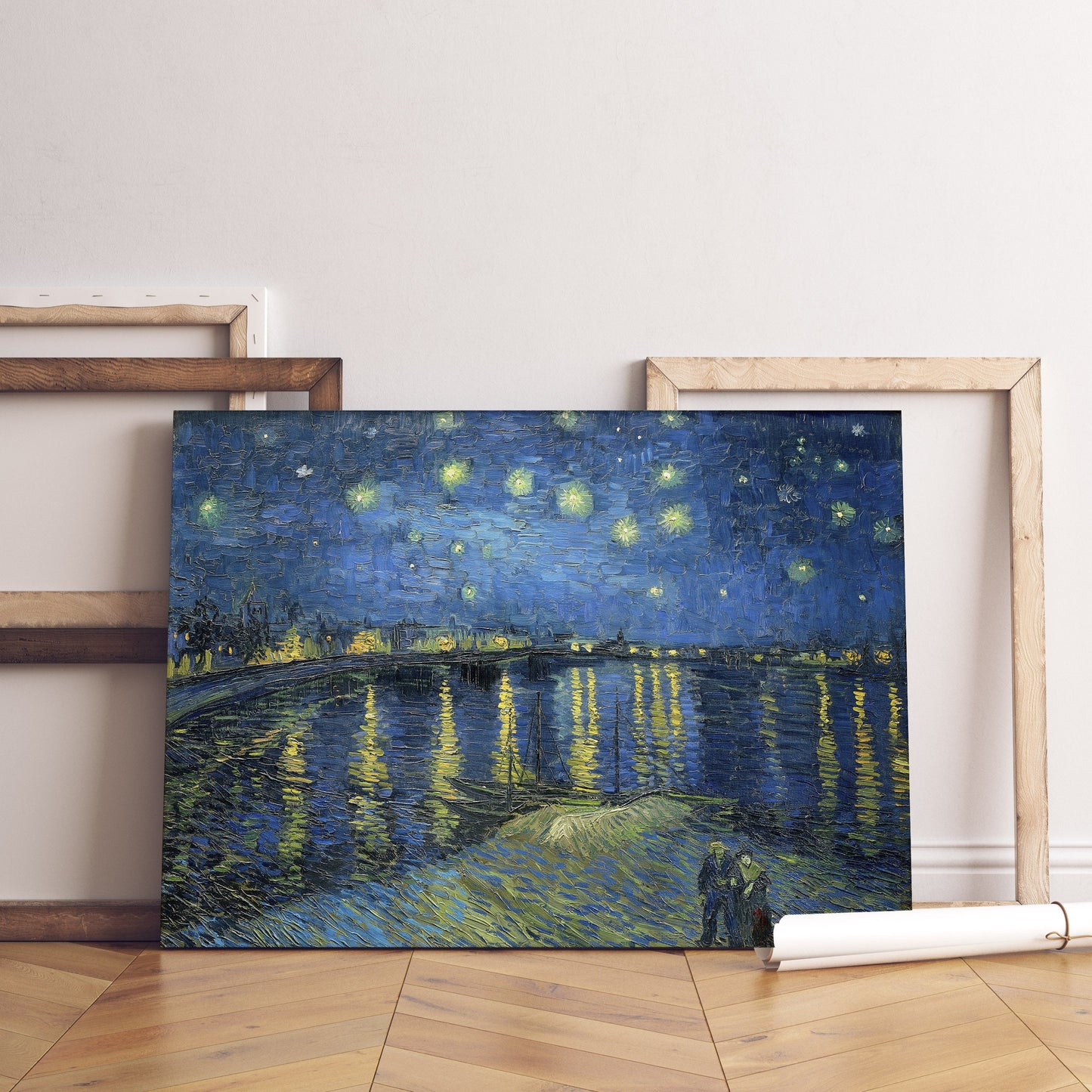 Reproduction sur toile tendue de Vincent van Gogh, Nuit étoilée sur le Rhône, Art mural post-impressionniste