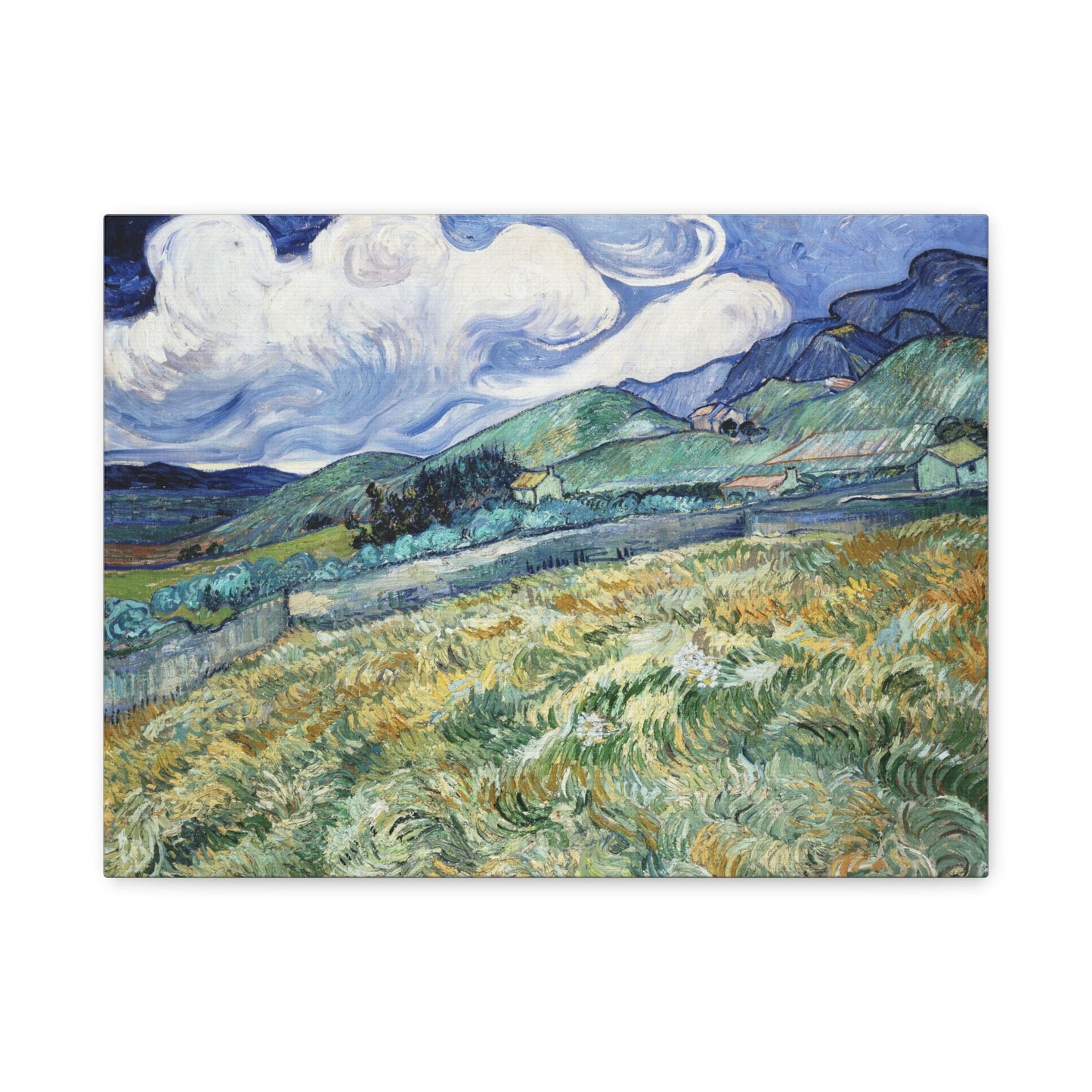 Vincent Van Gogh Landscape from Saint-Remy Stretched Canvas Wall Art, Van Gogh Reproduction Print for Home Decor, Ready to Hang Canvas Print