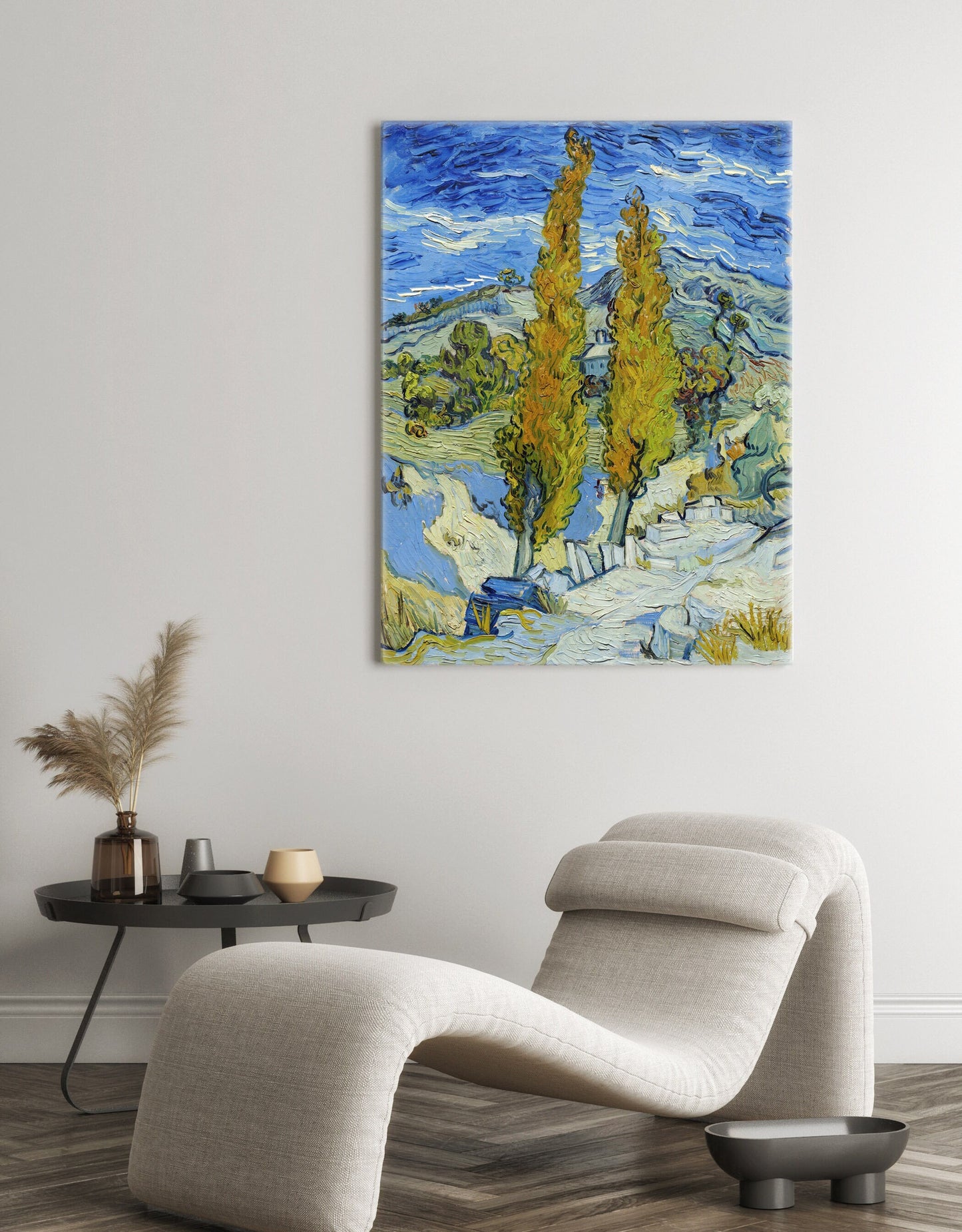 Reproduction d'art sur toile tendue de Vincent Van Gogh, Les peupliers de Saint-Rémy, Peinture de Van Gogh, Toile prête à accrocher