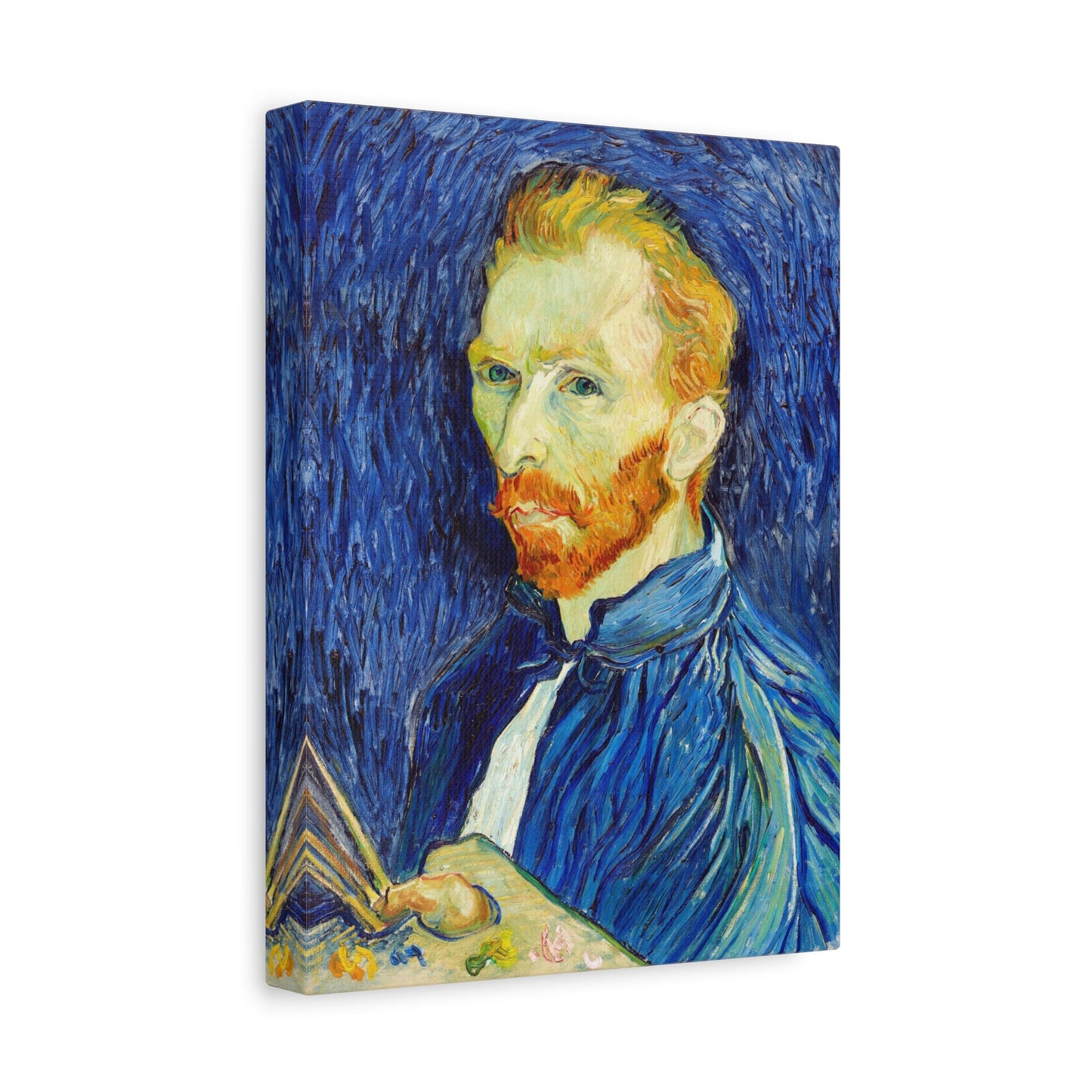 Vincent van Gogh Self Portrait Stretched Canvas Wall Art, Van Gogh Reproduction Print, Van Gogh Self Portait Blue Painting Wall Decor