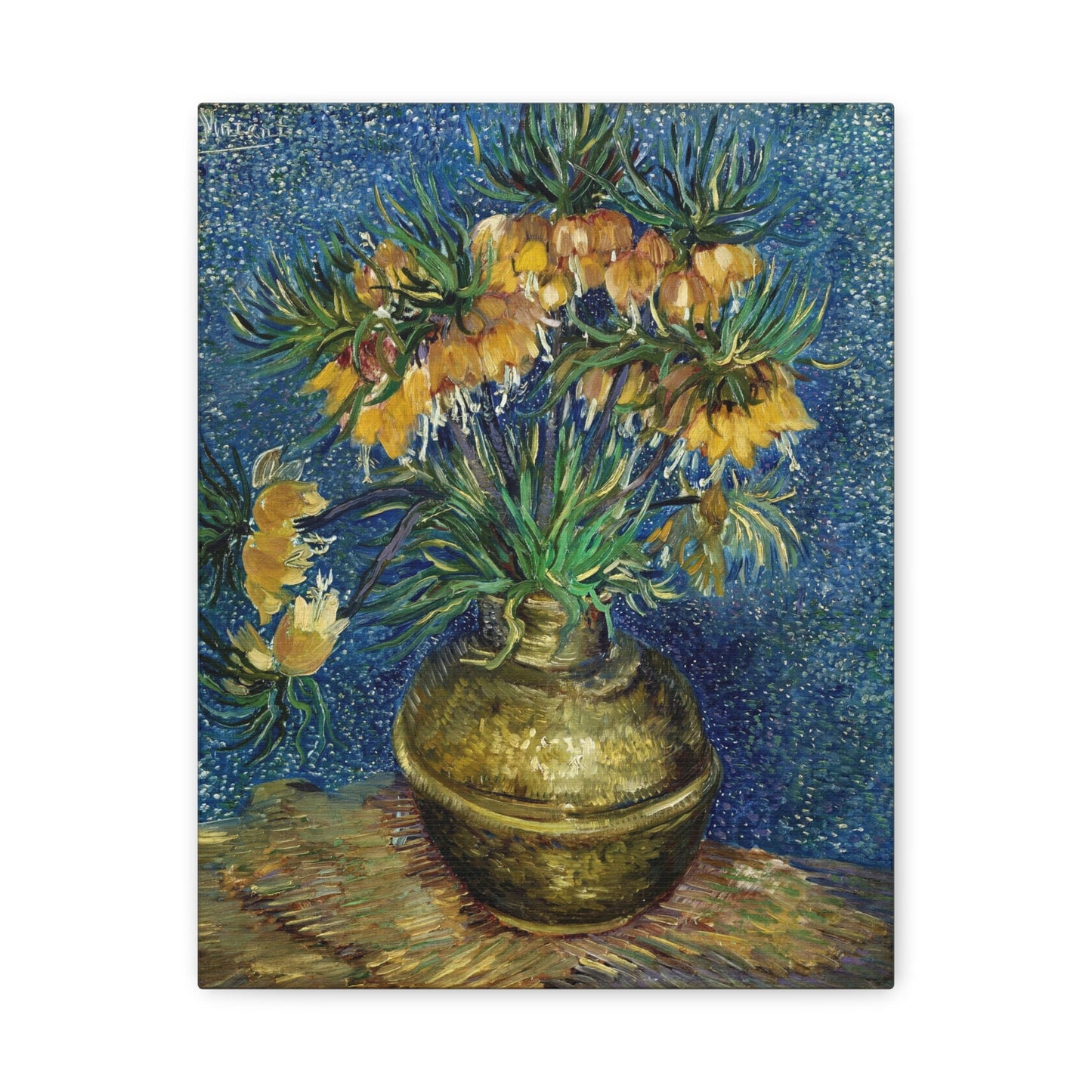 Fritillaires impériales dans un vase en cuivre, toile tendue de Vincent Van Gogh, portrait de Van Gogh, reproduction d'impression de Van Gogh