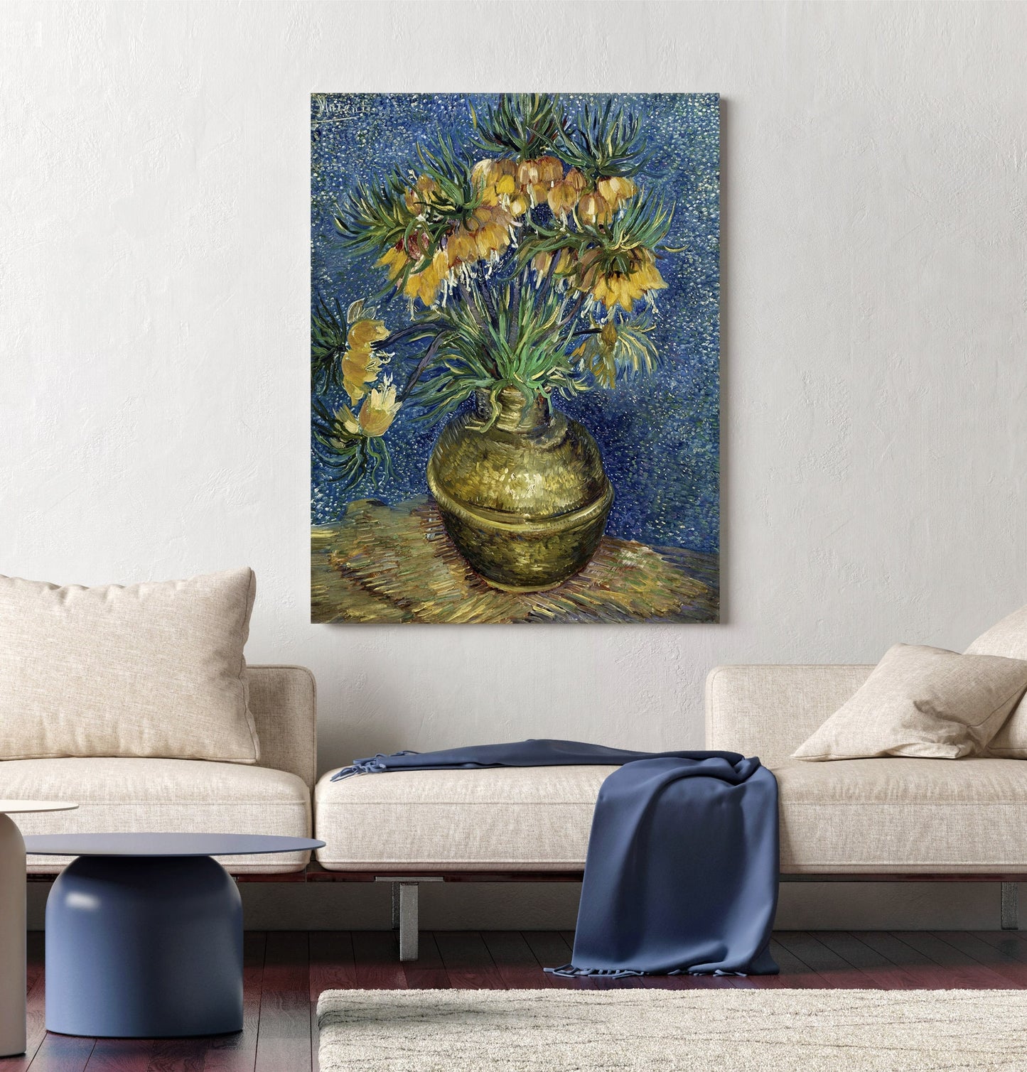 Fritillaires impériales dans un vase en cuivre, toile tendue de Vincent Van Gogh, portrait de Van Gogh, reproduction d'impression de Van Gogh