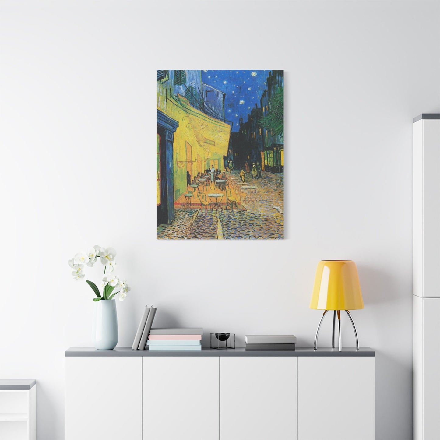 Toile tendue représentant la terrasse d'un café de Vincent Van Gogh la nuit, reproduction d'impression de Van Gogh, peinture de Van Gogh, décoration d'intérieur prête à accrocher