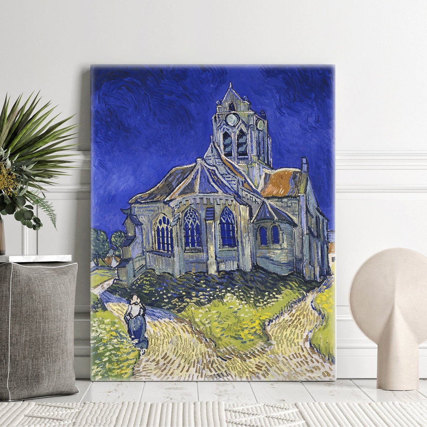 Vincent Van Gogh The Church at Auvers Stretched Canvas Wall Art, Van Gogh Reproduction Print, Van Gogh Portait Painting Ready to Hang