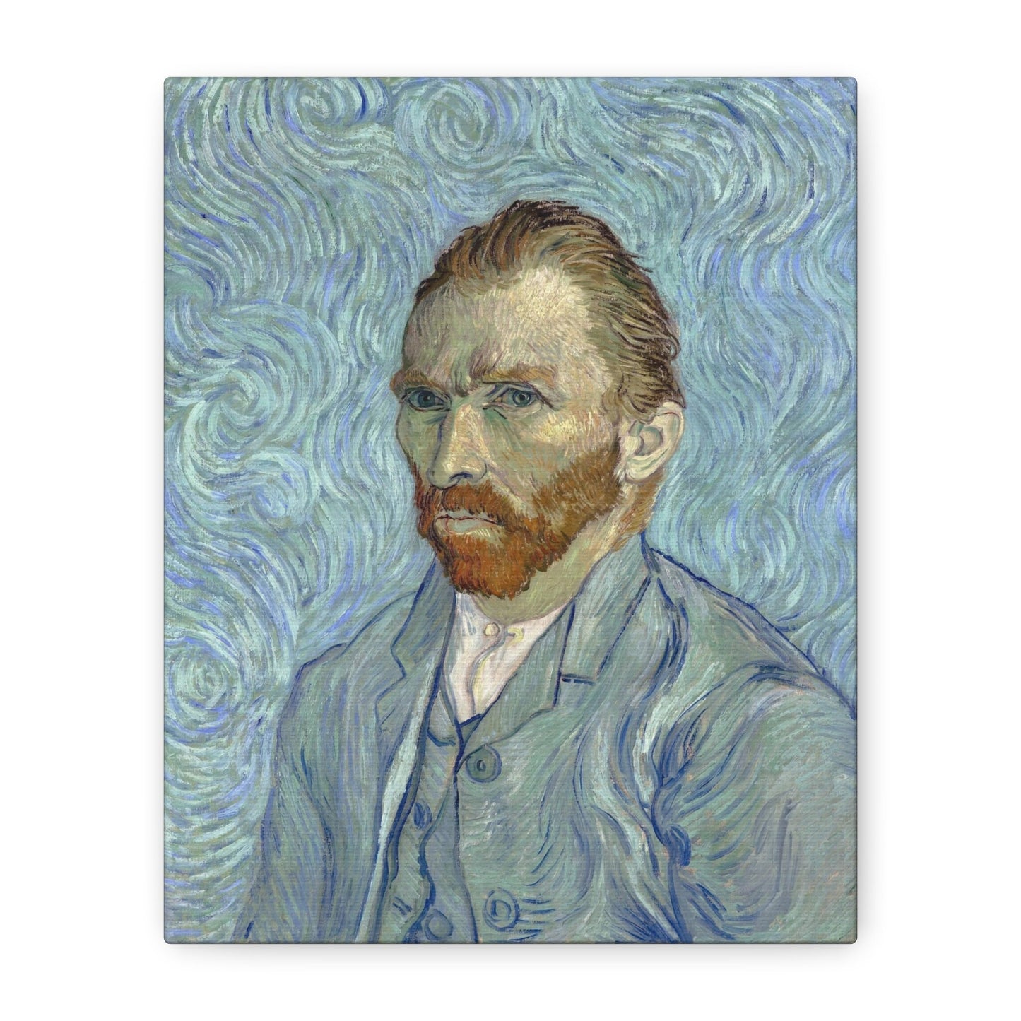 Vincent Van Gogh Self portrait Stretched Canvas Wall Art, Van Gogh Canvas Reproduction Print, Ready to Hang Van Gogh Portrait Painting