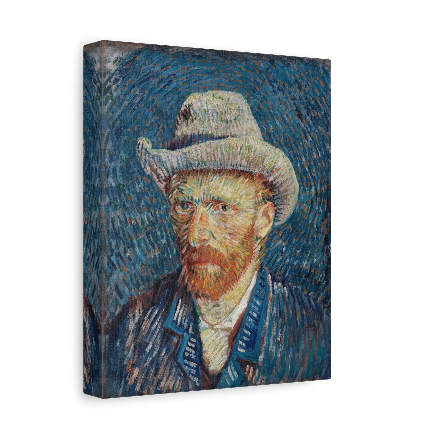 Vincent Van Gogh Self Portrait with Grey Felt Hat Stretched Canvas Wall Art, Van Gogh Art Reproduction Print, Van Gogh Portait Painting