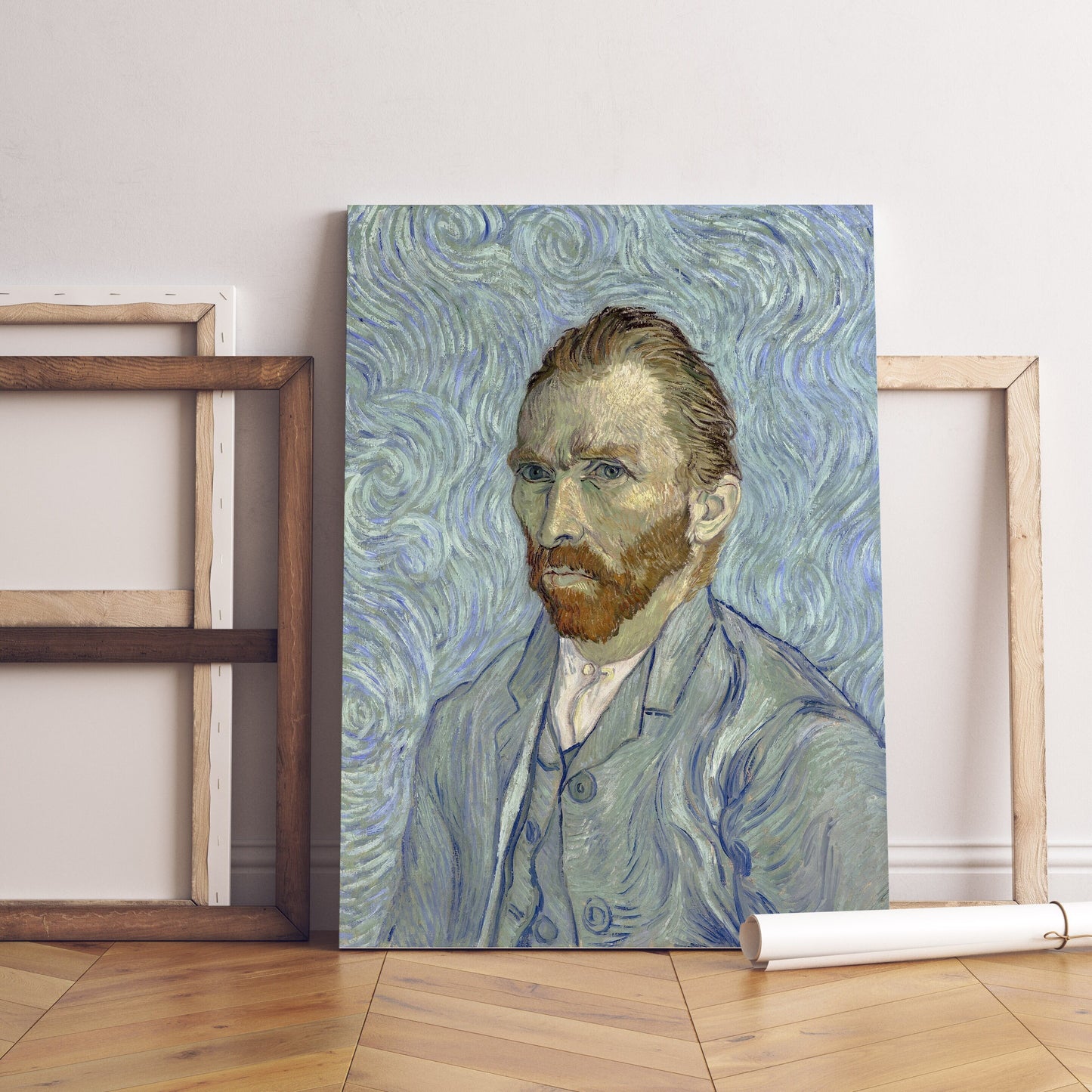 Vincent Van Gogh Self portrait Stretched Canvas Wall Art, Van Gogh Canvas Reproduction Print, Ready to Hang Van Gogh Portrait Painting