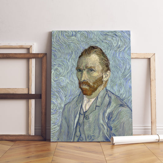 Vincent Van Gogh Self portrait Stretched Canvas Wall Art, Van Gogh Canvas Reproduction Print, Ready to Hang Van Gogh Portrait Painting