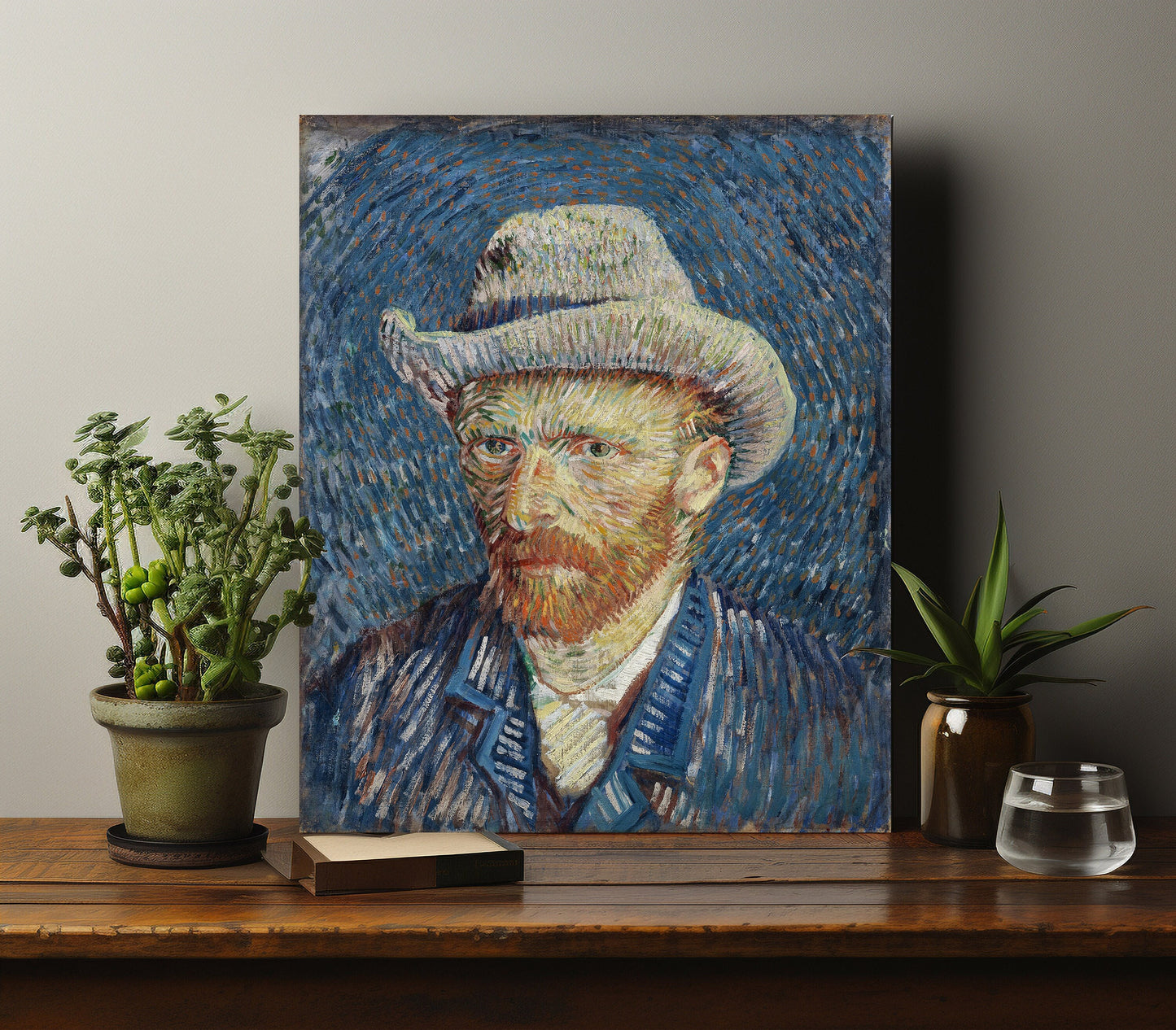 Vincent Van Gogh Self Portrait with Grey Felt Hat Stretched Canvas Wall Art, Van Gogh Art Reproduction Print, Van Gogh Portait Painting