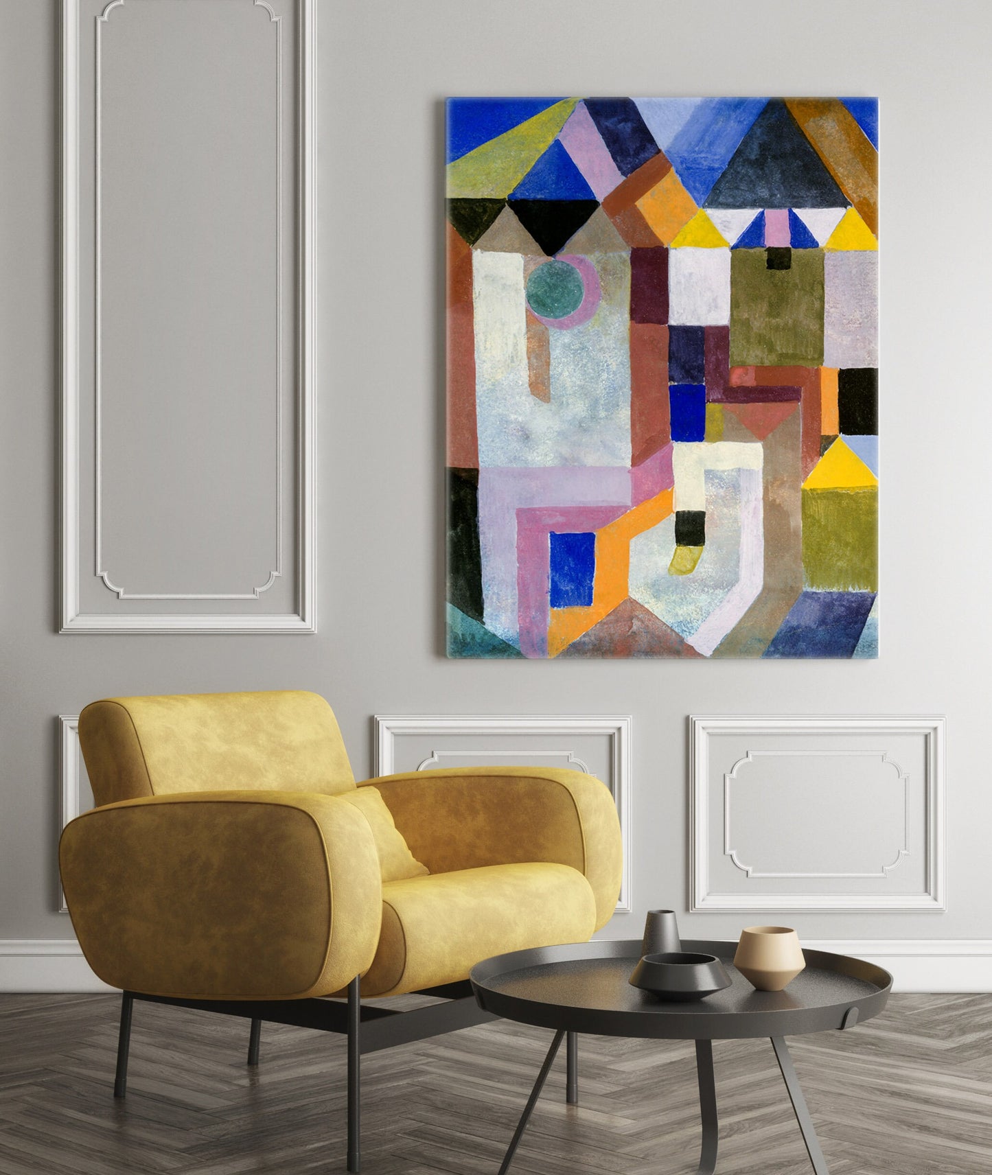 Paul Klee Colorful Architecture Stretched Canvas Abstract Wall Art, Paul Klee Reproduction Print, Paul Klee Painting Ready to Hang Canvas