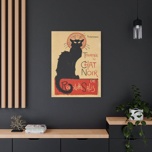 Tournée du Chat Noir Toile tendue Wall Art, Black Cat Reproduction vintage Canvas Print, Tournée du Chat Noir Peinture prête à accrocher