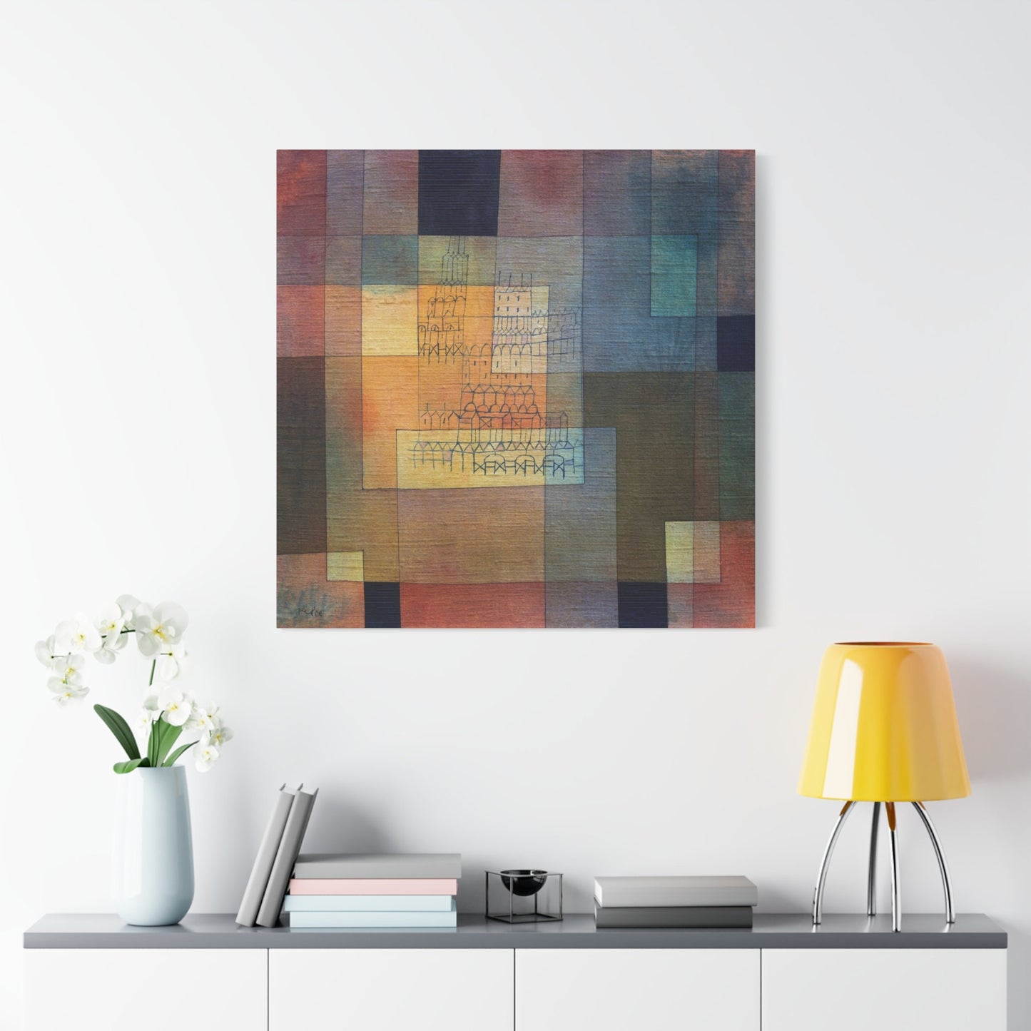 Paul Klee Polyphonic Architecture Stretched Canvas Abstract Wall Art, Paul Klee Modern Reproduction Painting, Paul Klee Ready to Hang Print