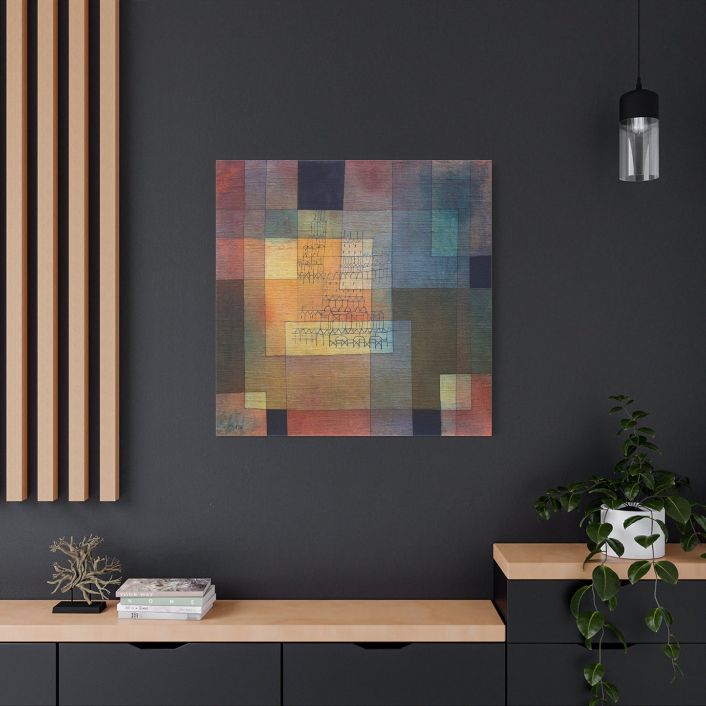 Paul Klee Polyphonic Architecture Stretched Canvas Abstract Wall Art, Paul Klee Modern Reproduction Painting, Paul Klee Ready to Hang Print