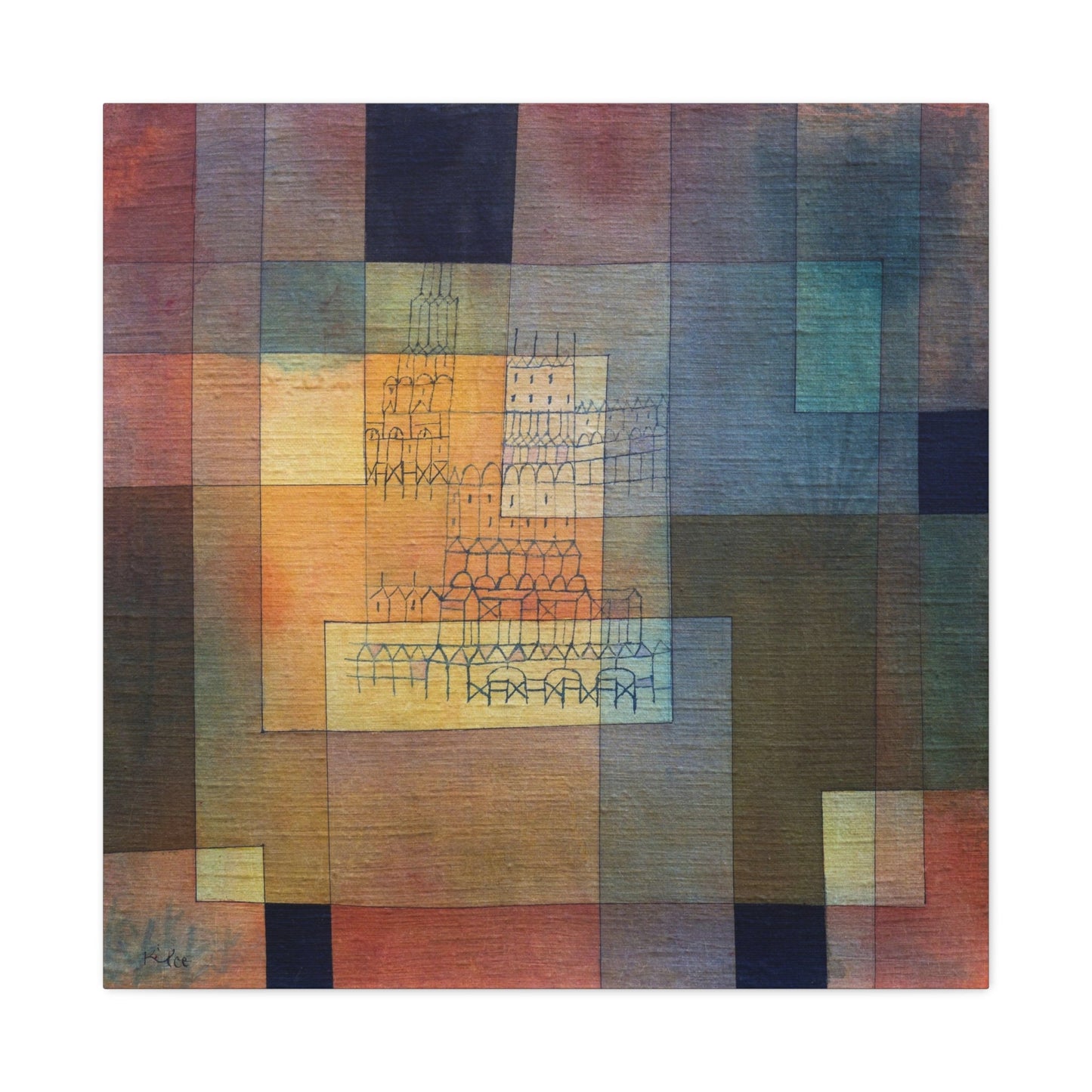 Paul Klee Polyphonic Architecture Stretched Canvas Abstract Wall Art, Paul Klee Modern Reproduction Painting, Paul Klee Ready to Hang Print