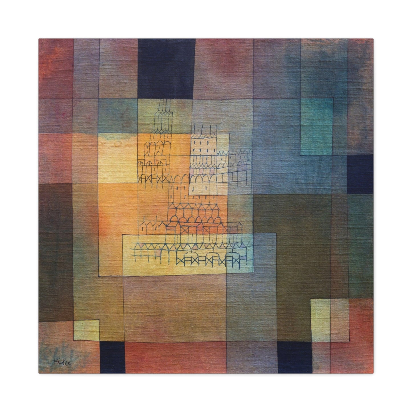 Paul Klee Polyphonic Architecture Stretched Canvas Abstract Wall Art, Paul Klee Modern Reproduction Painting, Paul Klee Ready to Hang Print