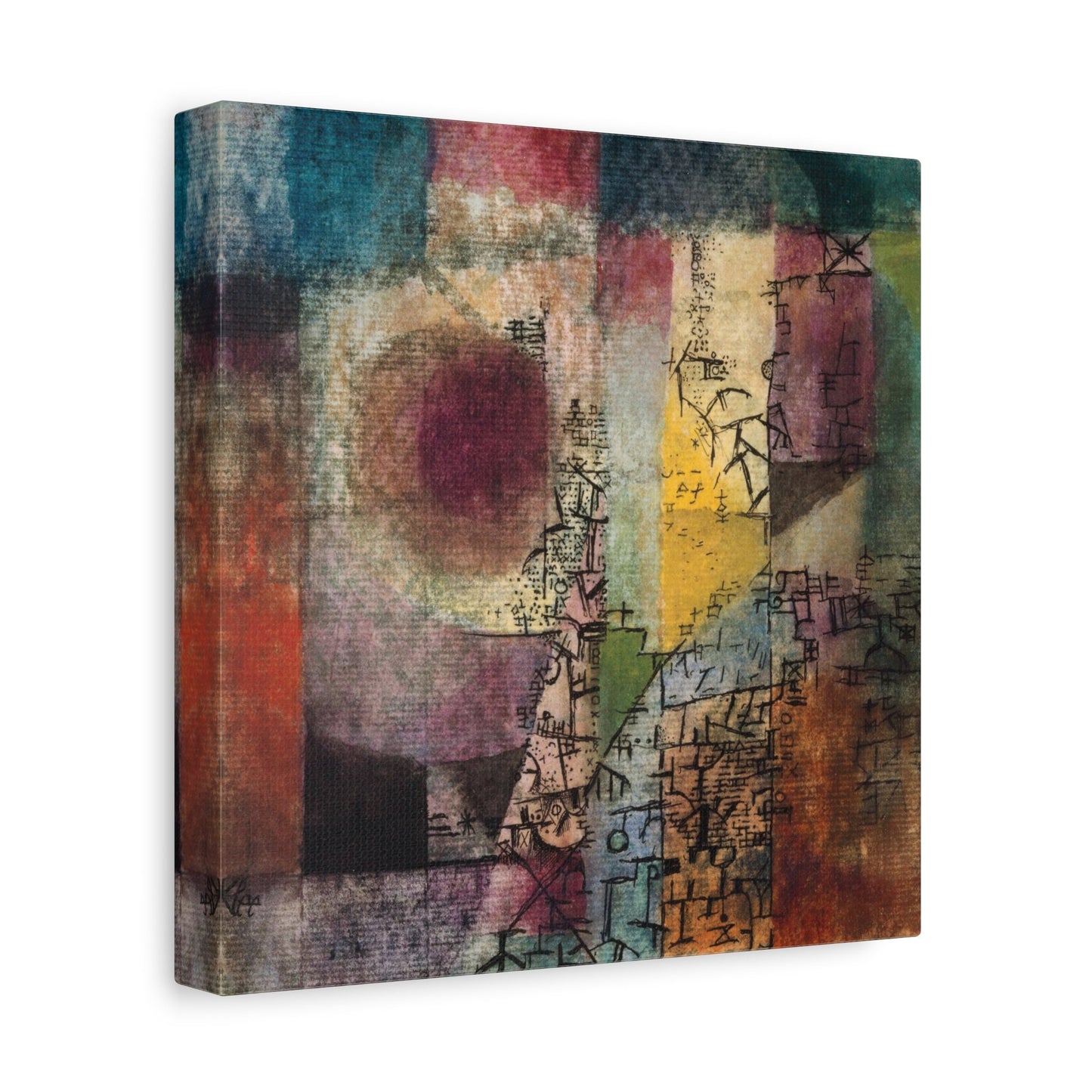 Paul Klee Abstract Stretched Canvas Wall Art, Paul Klee Modern Reproduction Painting, Paul Klee Ready to Hang Square Print, Living Room Art