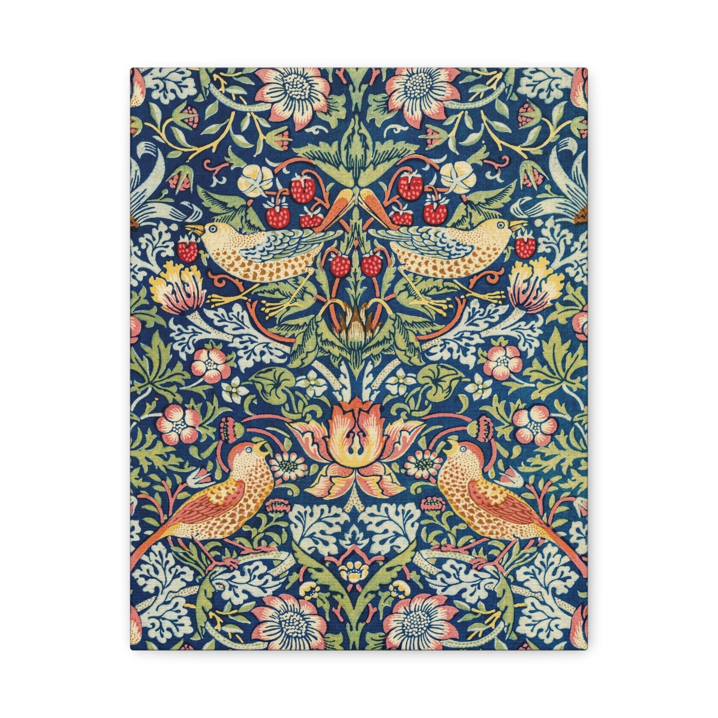 William Morris Strawberry Thief Stretched Canvas Wall Art, William Morris Vintage Print, Printed Fabric Pattern, Canvas Reproduction