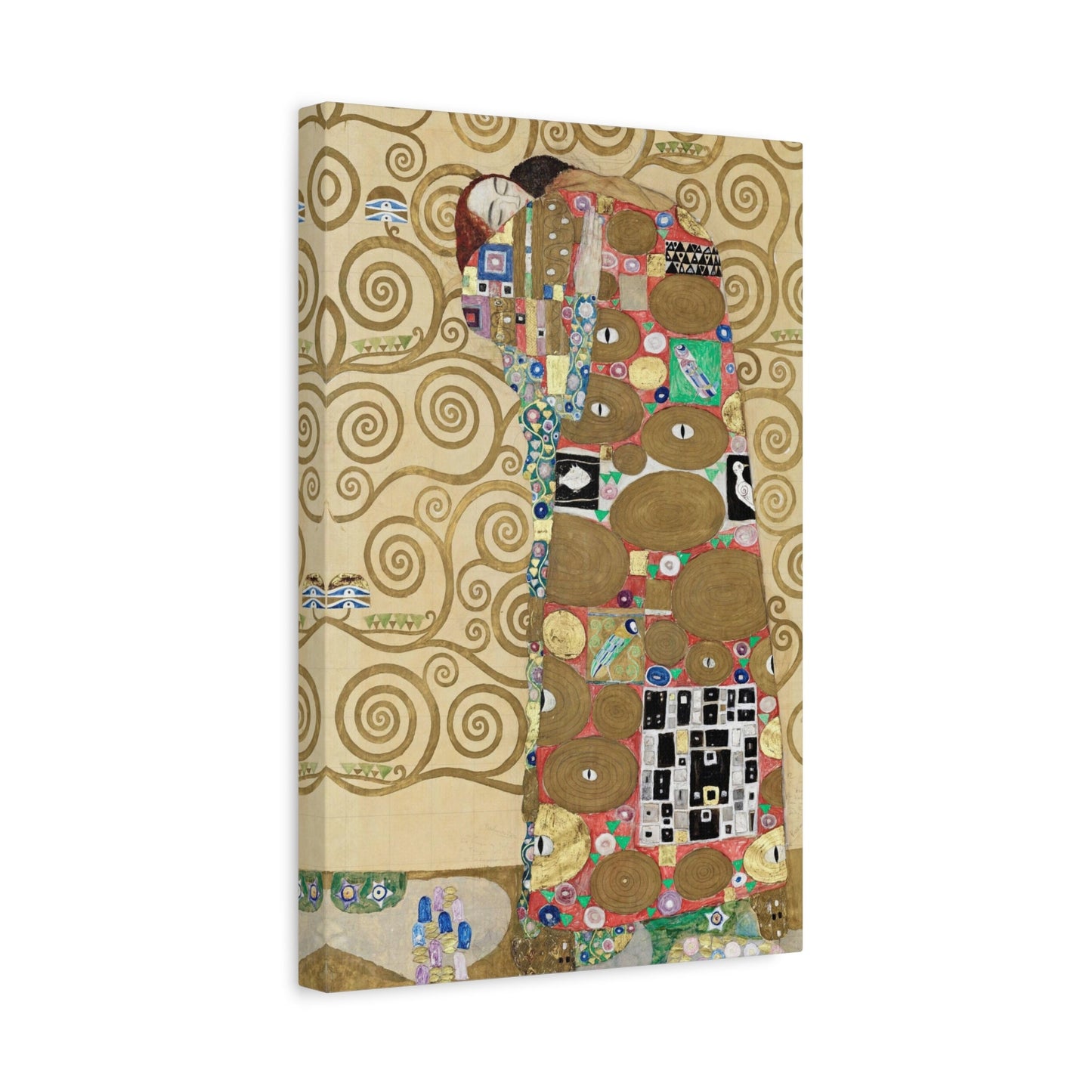 Impression sur toile tendue Gustav Klimt Fulfillment, impression Art Nouveau vintage Gustav Klimt, art classique romantique de Klimt, prêt à accrocher