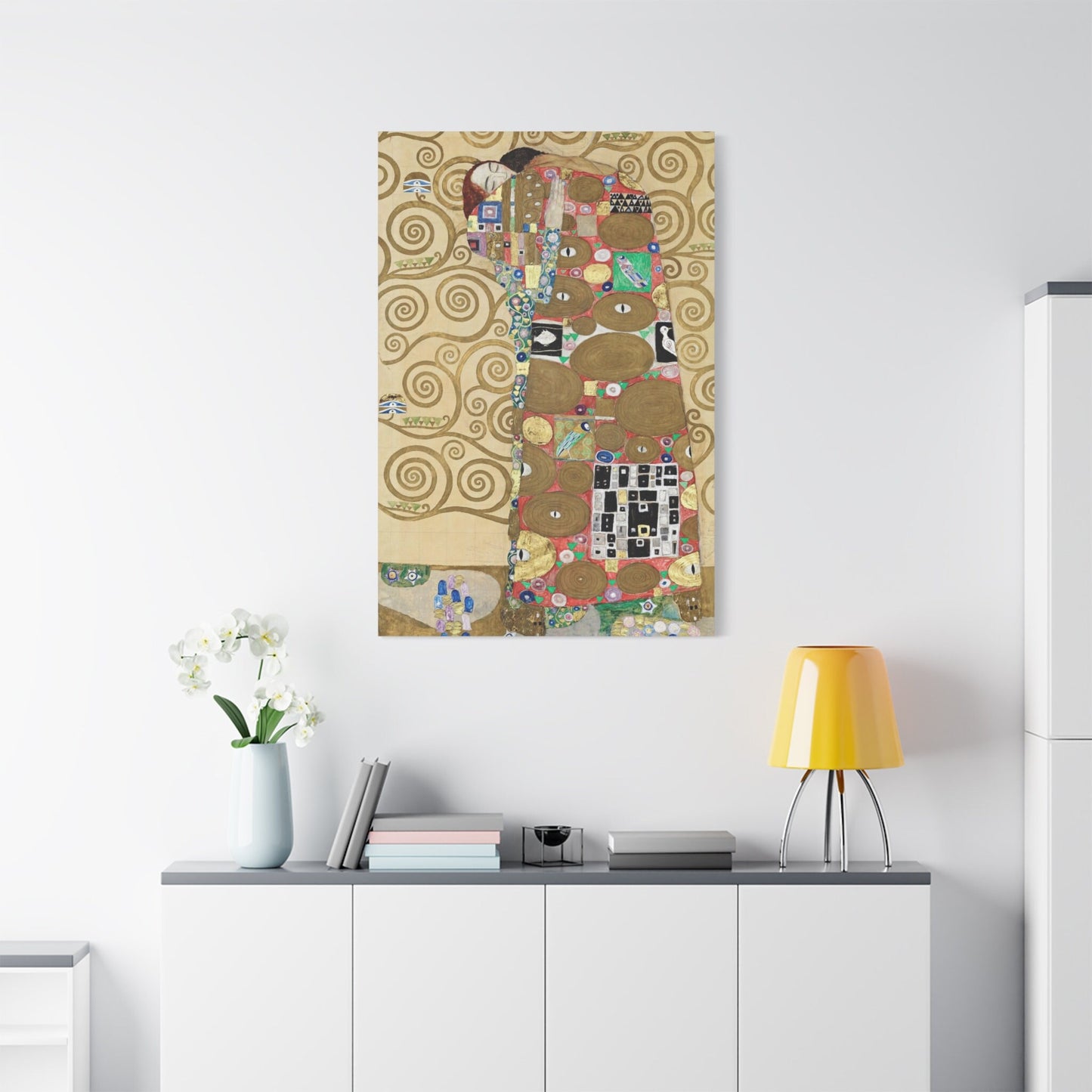 Gustav Klimt Fulfillment Stretched Canvas Wall Art, Gustav Klimt Vintage Art Nouveau Print, Romantic Classic Klimt Art, Ready to Hang