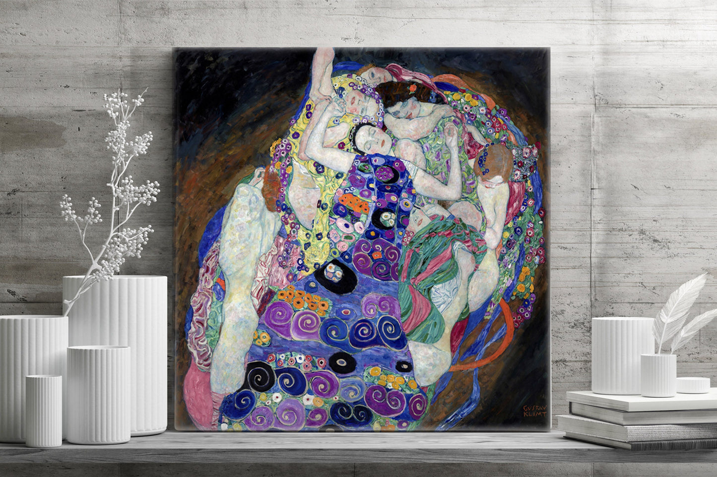 Gustav Klimt The Virgin Stretched Canvas Wall Art, Gustav Klimt Romantic Wall Art, Vintage Art Nouveau Reproduction Print, Ready to Hang