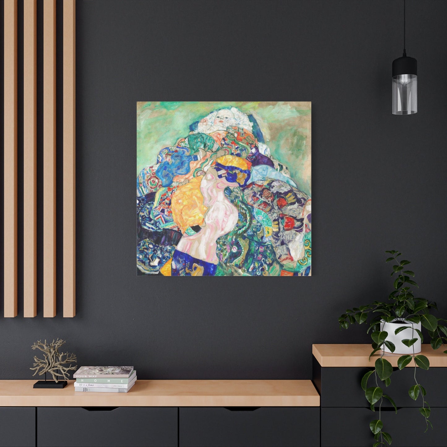 Gustav Klimt Baby Cradle Stretched Canvas Wall Art, Gustav Klimt Romantic Wall Art, Art Nouveau Reproduction Ready to Hang Canvas Print