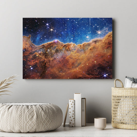 James Webb Carina Nebula Stretched Canvas Print, Space Telescope Images Print, NASA Print Space Art, Cosmic Cliffs Space Telescope Print