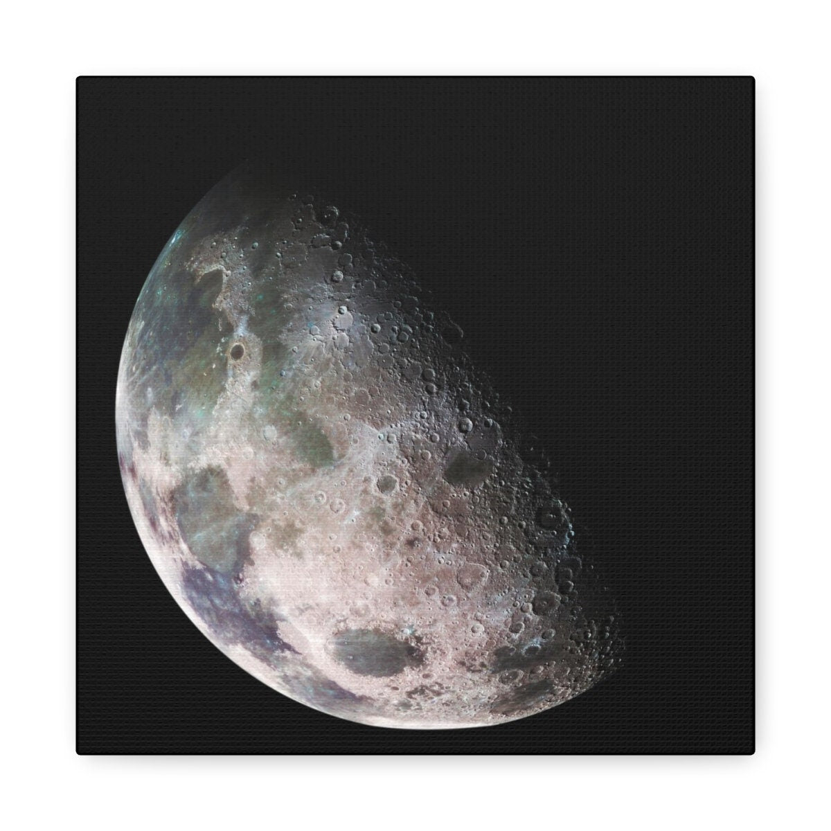 Moon North Polar Mosaic NASA Stretched Canvas Print, Moon Surface Space Telescope Images, Cosmic Space Celestial Telescope Canvas Print