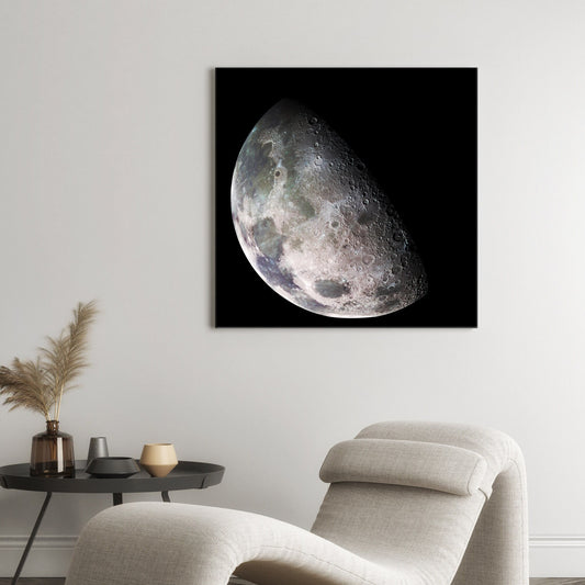 Moon North Polar Mosaic NASA Stretched Canvas Print, Moon Surface Space Telescope Images, Cosmic Space Celestial Telescope Canvas Print