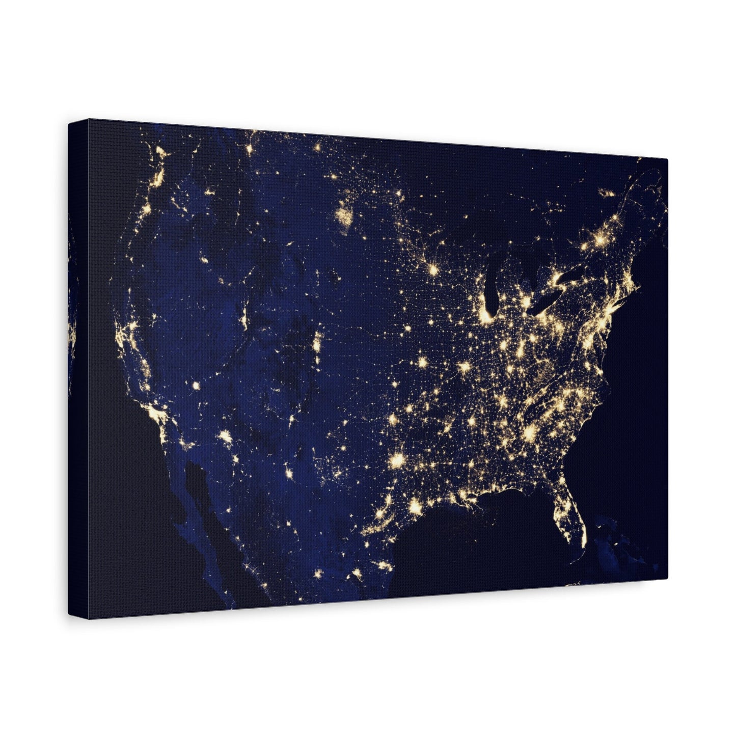 Impression sur toile des États-Unis d'Amérique la nuit, impression d'image satellite, impression d'art spatial de la NASA, images du télescope spatial du ciel lumineux