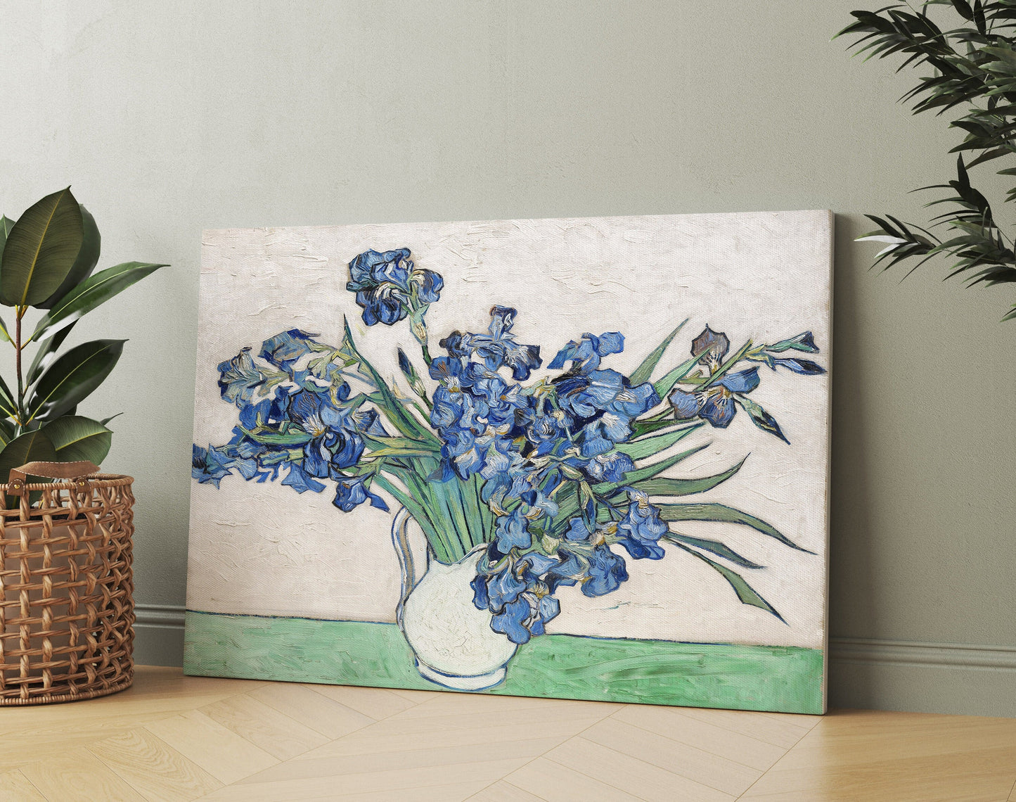 Vincent Van Gogh Ireses Stretched Canvas Wall Art, Van Gogh Reproduction Canvas Flowers Print for Room Decor, Modern Wall Art Painting