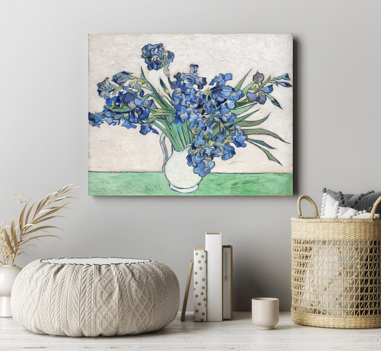 Vincent Van Gogh Ireses Stretched Canvas Wall Art, Van Gogh Reproduction Canvas Flowers Print for Room Decor, Modern Wall Art Painting