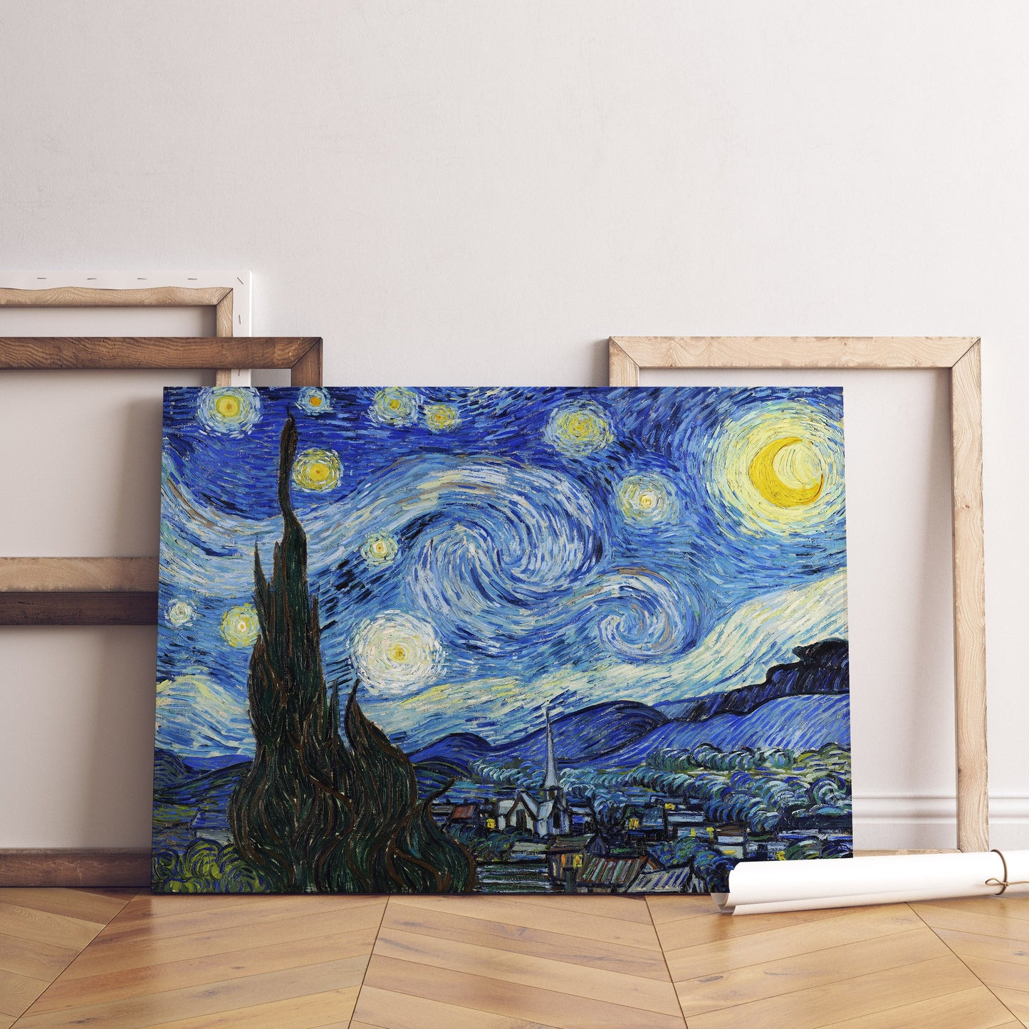 Reproduction sur toile tendue de Vincent Van Gogh La nuit étoilée, impression sur toile d'art Van Gogh, peinture sur toile d'art moderne, décoration de chambre