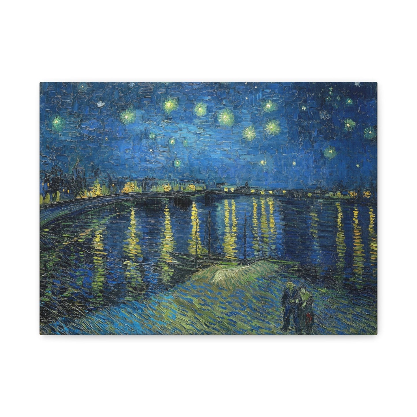 Reproduction sur toile tendue de Vincent van Gogh, Nuit étoilée sur le Rhône, Art mural post-impressionniste