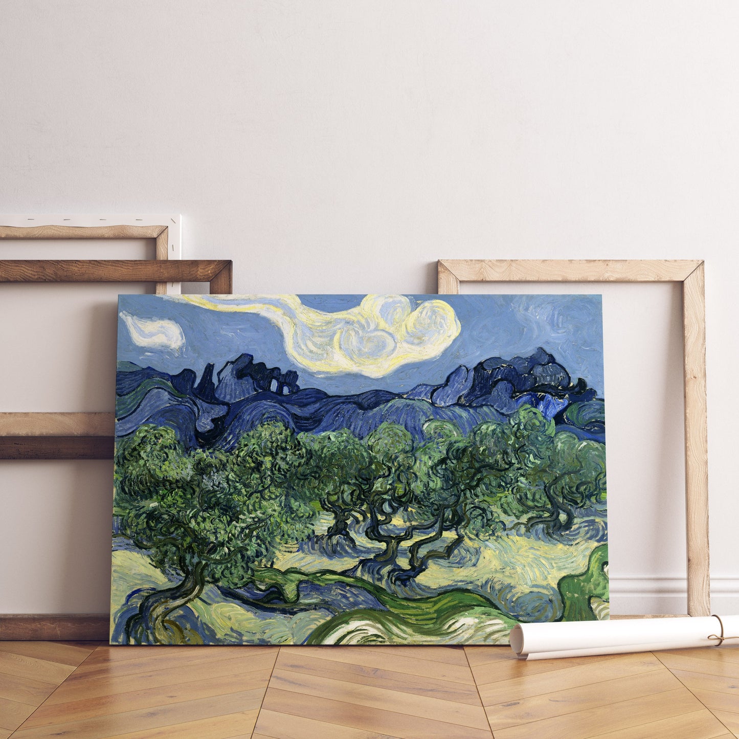 Vincent Van Gogh Olive Trees with the Alpilles Stretched Canvas Wall Art, Van Gogh Reproduction Canvas Print for Home Decor, Impressionism