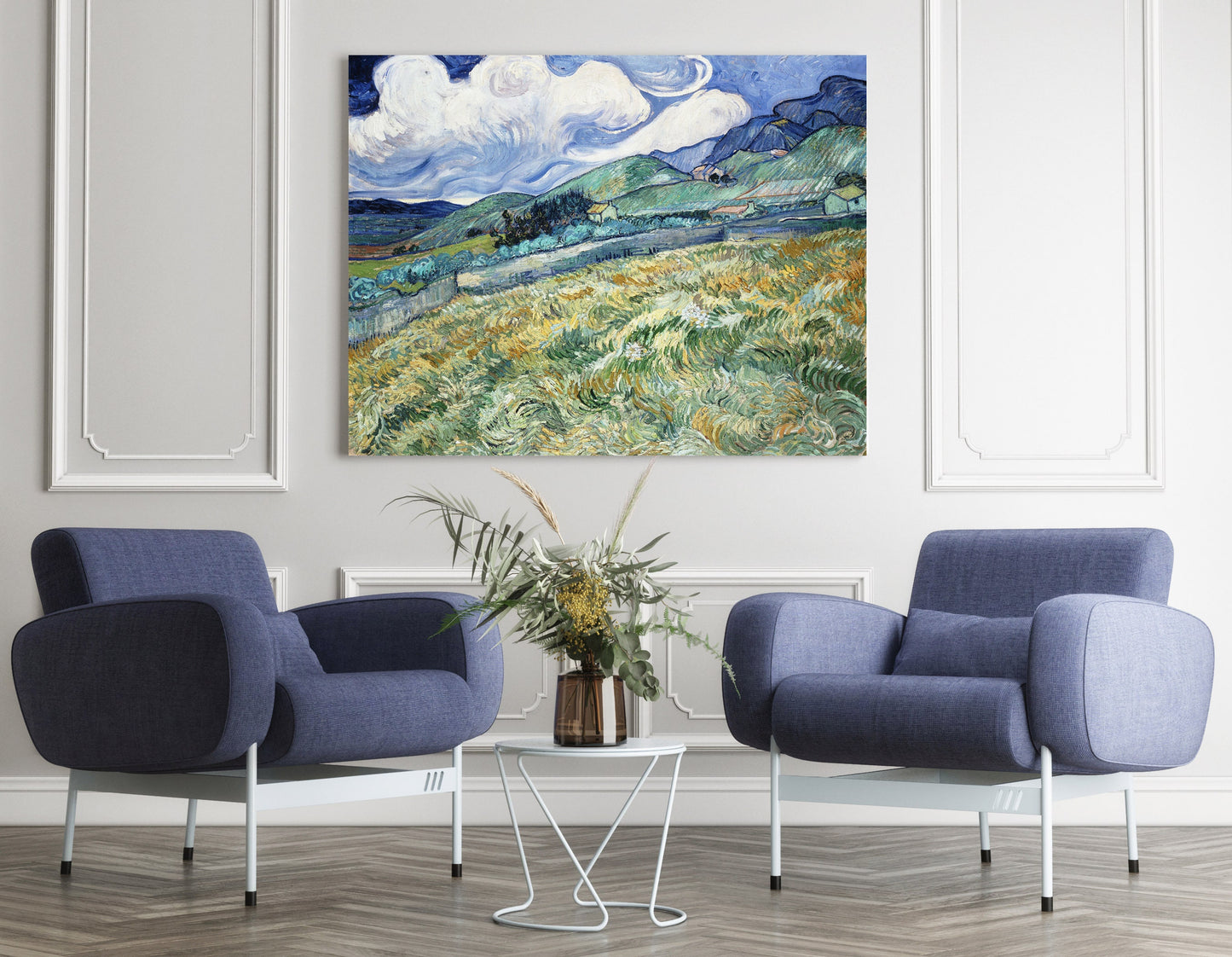 Vincent Van Gogh Landscape from Saint-Remy Stretched Canvas Wall Art, Van Gogh Reproduction Print for Home Decor, Ready to Hang Canvas Print