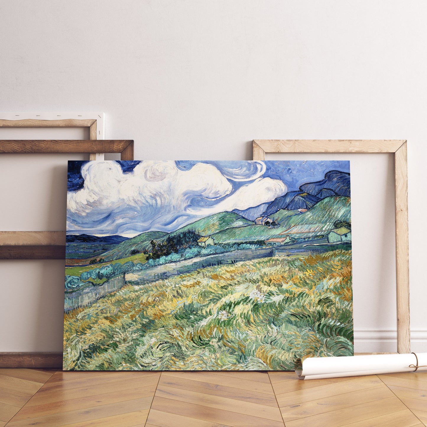 Vincent Van Gogh Landscape from Saint-Remy Stretched Canvas Wall Art, Van Gogh Reproduction Print for Home Decor, Ready to Hang Canvas Print