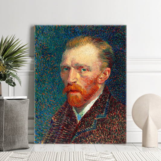 Vincent Van Gogh Self Portrait Stretched Canvas Wall Art, Van Gogh Reproduction Print, Van Gogh Portait Painting, Ready to Hang Canvas