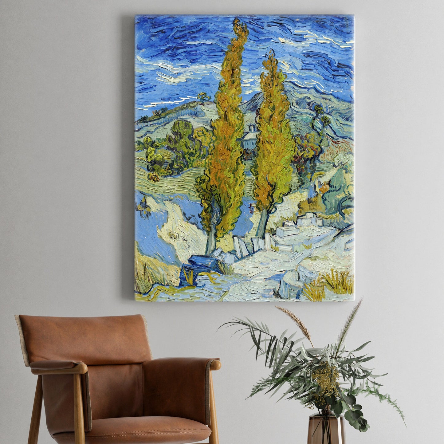 Vincent Van Gogh The Poplars at Saint-Remy Stretched Canvas Wall Art, Van Gogh Reproduction Print, Van Gogh Painting, Ready to Hang Canvas