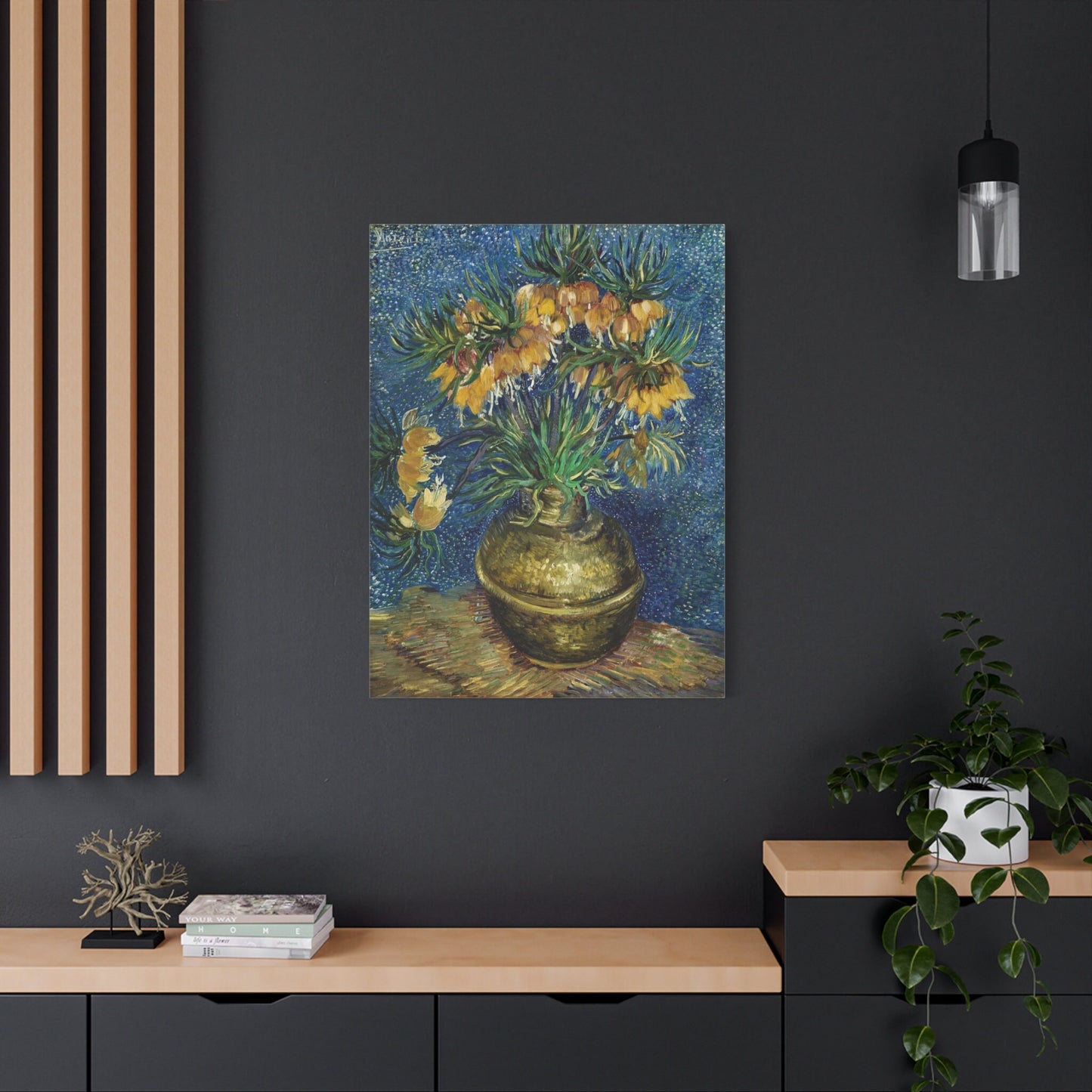 Fritillaires impériales dans un vase en cuivre, toile tendue de Vincent Van Gogh, portrait de Van Gogh, reproduction d'impression de Van Gogh